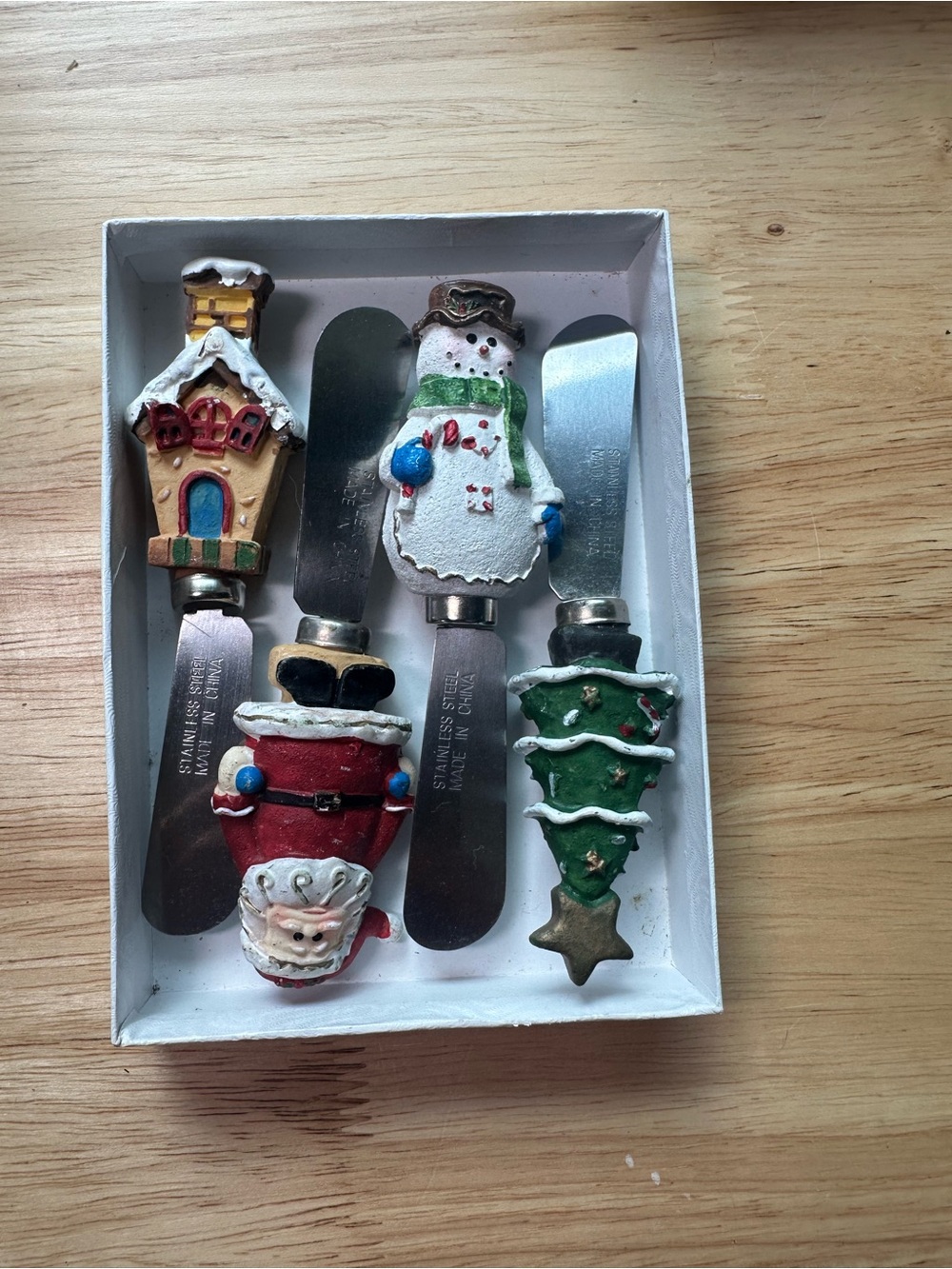 Holiday Cheese butter jelly Spreaders Set -Santa Claus snowman tree house